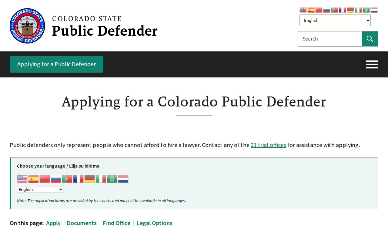 Bent County arrest records public defender application instructions