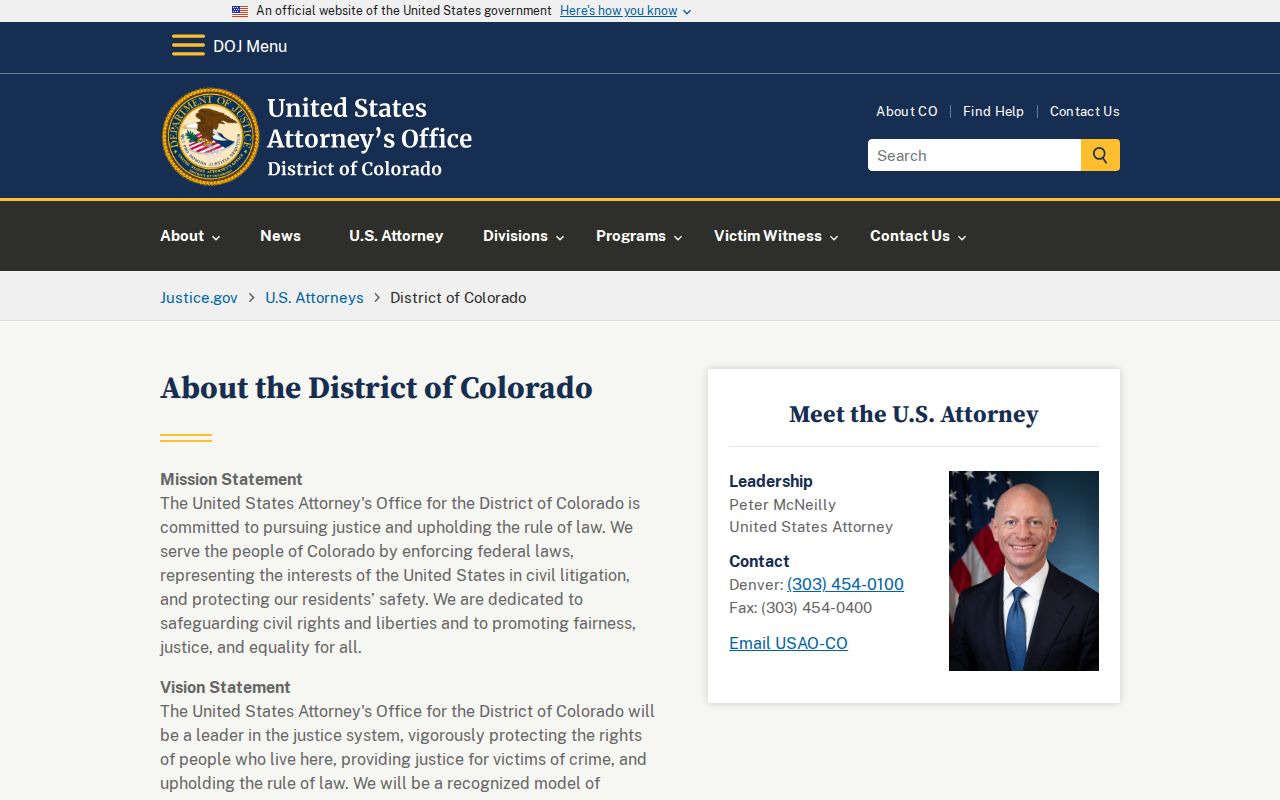 Bent County arrest records U.S. Attorney District of Colorado