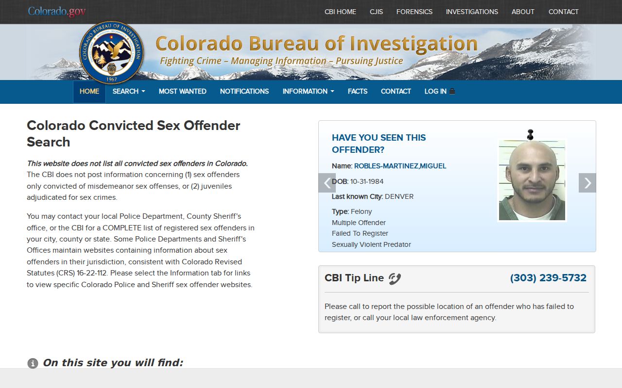 Bent County criminal court records Colorado sex offender registry search