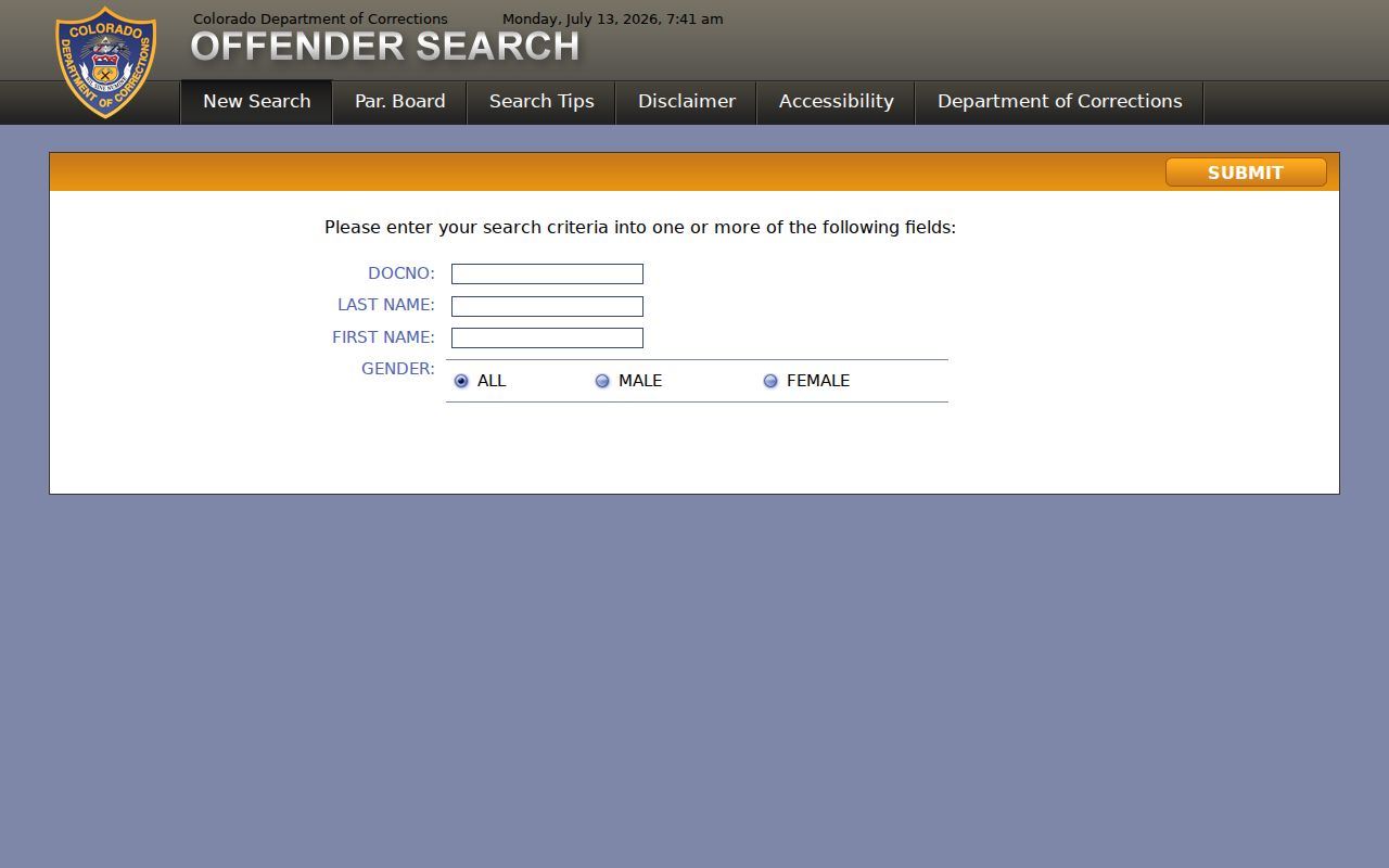 Bent County criminal court records Colorado DOC offender search