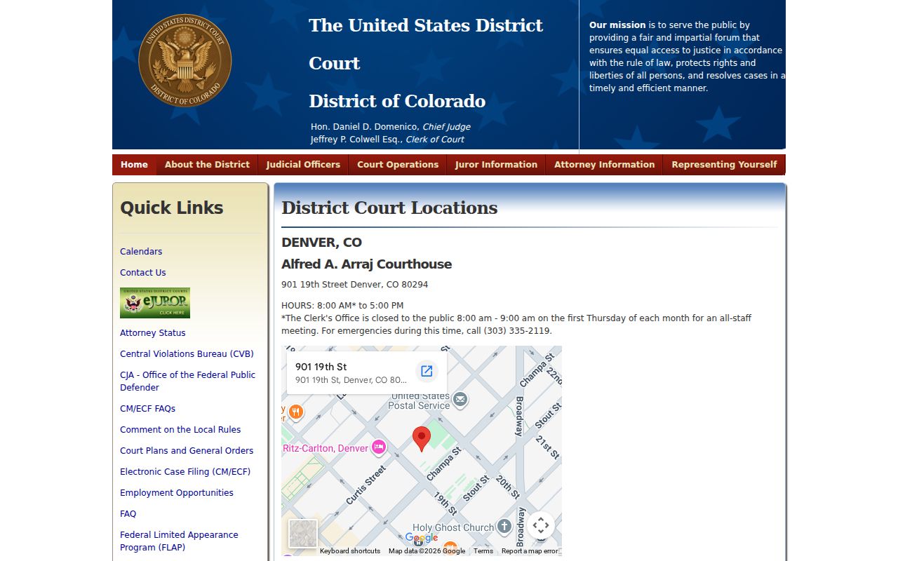 Bent County District Court federal courthouse locations comparison