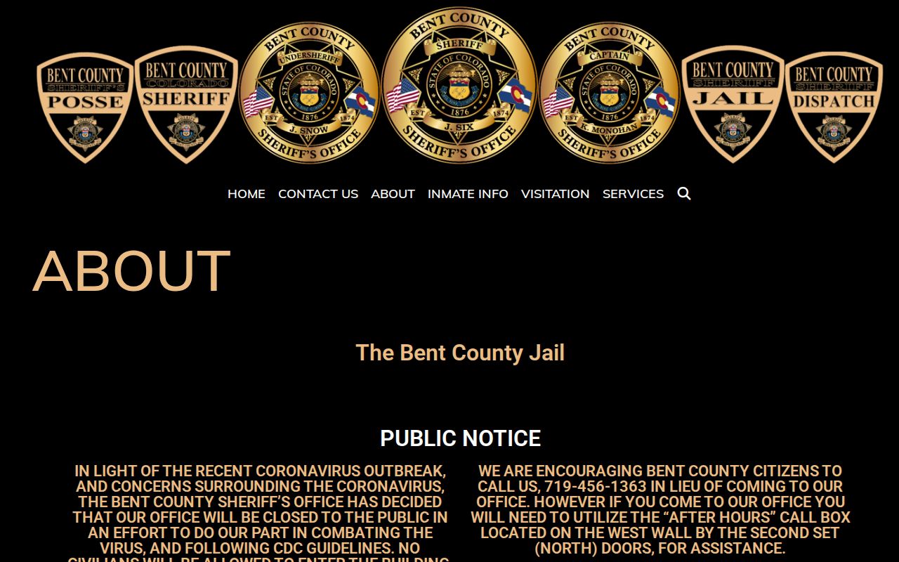 Bent County inmate records jail about and capacity