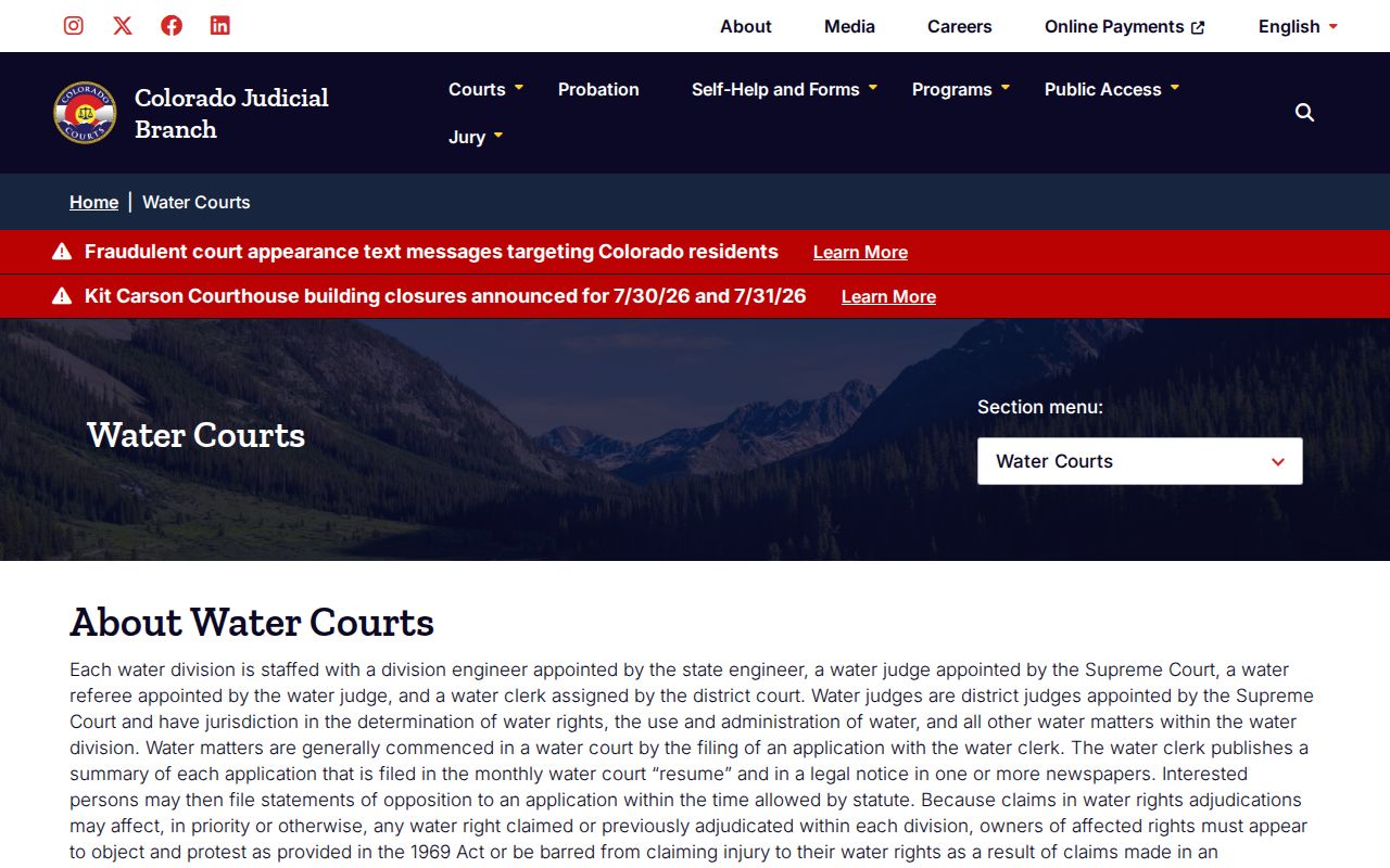Bent County probate records Colorado court divisions overview