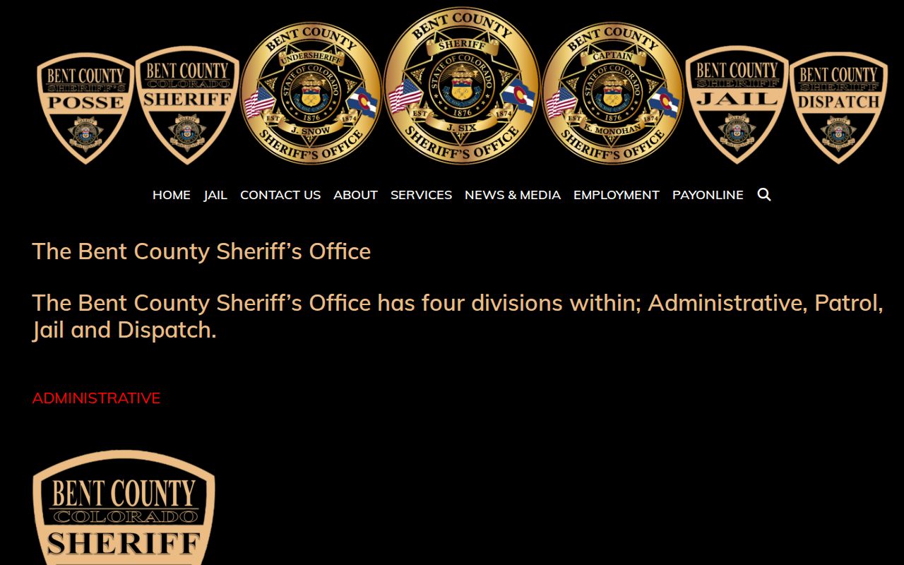 Bent County warrant records sheriff divisions and courthouse security